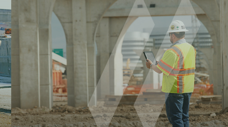 field worker using SAM inspect to provide TxDOT with CEI services